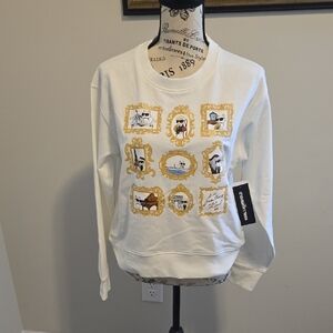 Karl Lagerfeld Cream Sweater with Gold Frames